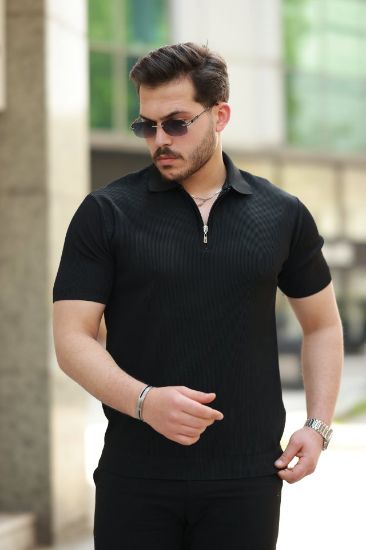 Erkek Fermuarlı Yakalı Kısa Kollu Tshirt resmi